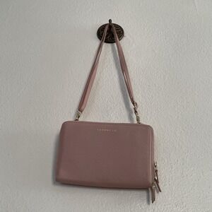 Levenger Leather Carrie Convertible Clutch Blush